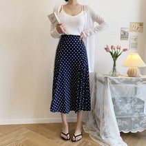 찰랑찰랑 쿨소재 도트 땡 플레어 롱스커트