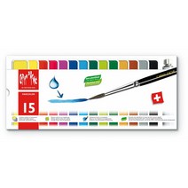 Caran Dache Box of 14 Gouache 구아슈물감 세트 Water-Based Paints Plus 1 Paint Brush, 1개, 1ml