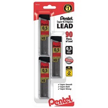 펜텔 Pentel 슈퍼 하이 폴리머 샤프심 HB 0.5mm 3튜브 341065, Standard Packaging