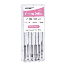 핸드 리머 볼트 6개/상자 AZDENT 치과 Endodontic Peeso 리머 파일 게이트 글라이드 드릴 32mm #1-6 #2 sta, 01 Gates Size 1-6