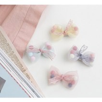 레이스 폼폼 리본 집게핀