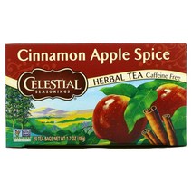 Celestial Seasonings 허브차 시나몬 애플 스파이스 디카페인 티백 20개 48g, 2.4g