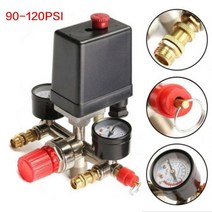 90-120psi 압력 스위치 제어 밸브 조절기 게이지 용 자동 에너지 절약 공기 압축기 매니 폴드, 한개옵션0