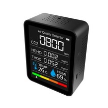 실내 공기 에어질 기. 디지털 TVOC HCHO PM2.5. Q84D. 계량기, 02 Black