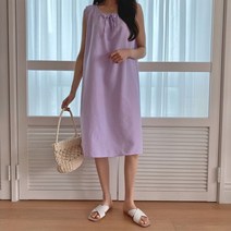 리엘라 에더미 앞 리본 체크 민소매 원피스