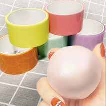 빌리네집 테이프 끈끈이 공 찐득 볼 만들기 세트 반짝이 말랑이 장난감 키덜트, 6cm, 주황