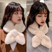 일월전빵 고퀄리티 페이크 퍼 크로스 여성 머플러 넥워머 2P세트