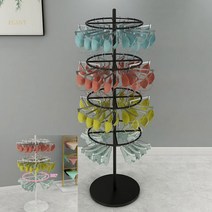 비네뜨 매장용 스탠딩 옷가게 회전 4단 행거 블랙 전시대 옷거치대 원형행거