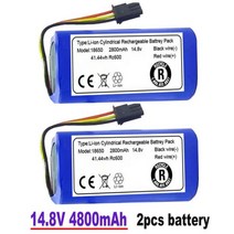 Qihoo 로봇 진공 청소기 배터리 팩 교체 360 S5 S7 T90 14.8v 4800mah, 14.8 볼트_2pcs battery_2