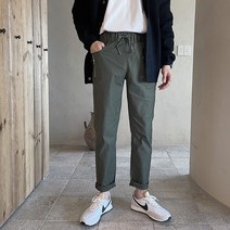 진땡 남성용 6컬러 허리밴딩 지퍼 포인트 절개 라인 스판 코튼팬츠 면바지