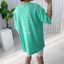 드로잉 웨일 프린팅 반팔티
