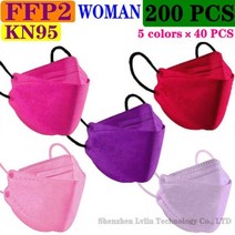 80 색상 FFP2 마스크 CE KN95 블랙 마스카라 승인 위생 보호 물고기 얼굴 FPP2 필터 호흡기, 94 woman 200피스