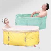 파르셀 1인 대형 롱바디 욕조 접이식 반신욕 사우나 목욕통, 1세트, 그린 욕조본품 + 보온덮개