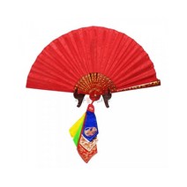 민부채 꽃가라 7색 (좌대미포함) 신중부채 점사부채 무구 신물 무속용품 불교용품, 홍색