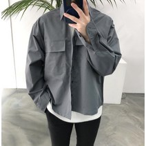 간절기 빅포켓 오버핏 남자 숏 크롭 셔츠 자켓