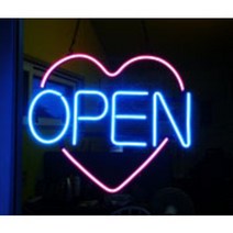 LED OPEN 네온사인 오픈 호프 카페 커피 미니 간판 네온사인제작 개업선물, 하트 OPEN