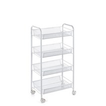 이동식 선반 트롤리 트레이 바퀴달린 무빙 카트 틈새 수납 장난감 세탁실 주방 거실 이케아, 4단, 화이트