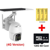 영어 설명서 HD 무선 4G 와이파이 카메라 스마트 홈 태양광 배터리보드 야외 보안 1080P CCTV 360 PTZ PIR 모니터링 IP Cam Kamera, 4G 및 128G 카드