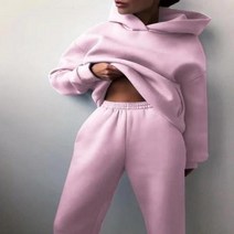 드라이슈트 웻슈트 여성용 운동복 따뜻한 후드 오버사이즈 단색 캐주얼 긴 바지 가을 겨울, 25.Pink - S