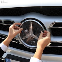 [mansubmall] 벤츠 E클래스 W213 앞범퍼 그릴 디스트로닉 엠블럼 커버 PPF보호필름 코팅 투명 스티커 용품, 대형(18cm)