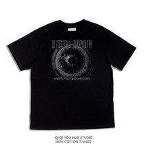 라운드박스티 로큰롤 블랙 암성보 DIMMUBORGIR 악대 시합에 참가함 플라워 프린팅 순면 코튼 4817100897
