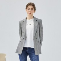 ENC [22신상] 체크 더블 스트레치 린넨 자켓 ENJK22493N