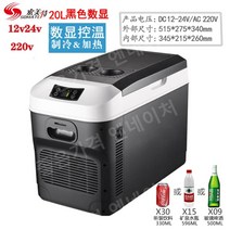 자동차 냉장고 소형 차량용 홈 12V-24V 대형 냉장고 약품 인큐베이터, 20L LCD 검은색 자동차 트럭 홈모델 3m