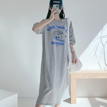 [오버나인] 여성 빅사이즈 웨이브 루즈 오버핏 코튼 원피스