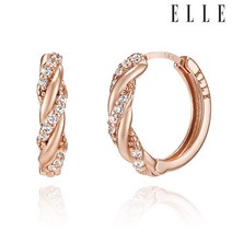 [엘르주얼리] 14K 물결 큐빅 원터치 귀걸이 (gold pin) ELGPEE395
