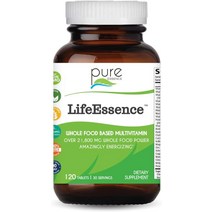 멀티비타민 PURE ESSENCE LABS LifeEssence 여성 및 남성 종합비타민 - 천연 허브 보충제 비타민 D D3 B12 비오틴 함유 전체 식품240정, [01] 120개(1팩)