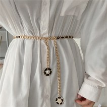 DFMEI 오프라인을 장식한 메탈 허리스트링 여성 트렌디하고 엣지있는 원피스 셔츠 코디 데님 팬츠 벨트 장식