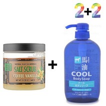 커피 바디 스크럽 모공 각화증 팔 사해소금 바럽 발각질제거, 커피바닐라스크럽 2개_데오워터 2개, 본상품선택
