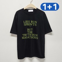 퍼니걸스 1925 형광 레터링 반팔 티셔츠 (2개) 여성의류