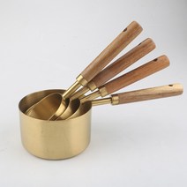 우드 손잡이 스테인리스 계량컵 4종 계량스푼 4종 세트 (베이킹 주방 용품), 계량컵 4종세트ml, 1개