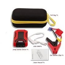 점프스타터 차량용 긴급시동 GKFLY 1200A 고용량 16000mAh 12V 점프 스타터 휴대용 시작 장치 보조베터리 자동차 충전기 자동차 배터리 부스터, Red