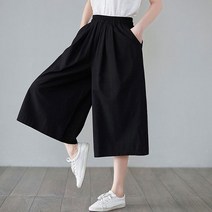 여성 치마바지 밴딩 와이드 플레어 7부 팬츠 W473