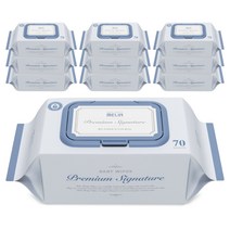 멜린 도톰한 엠보싱 시그니처 저자극 아기 물티슈 캡형 80gsm, 10팩, 70매