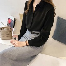 빅사이즈 블라우스 이쁜옷 여성 상의 큰옷 우아한 캐주얼 모조 실크 경량 셔츠 플러스 사이즈 정장 작업복 블루 빈티지 시폰 탑