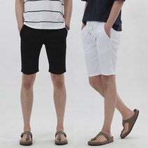 지기젠 남성용 짱편해 밴딩 반바지 블랙/화이트 5부 면바지