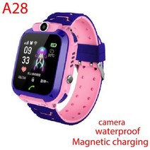 초등 스마트워치 호환 Q12 스마트 워치 SOS 전화 시계 Sim 카드와 아이들 Smartwatch 사진 IOS 안 드 로이드 z5s에 대 한 방수 IP67 아이 선물, A28 Pink silica_Russian Versio