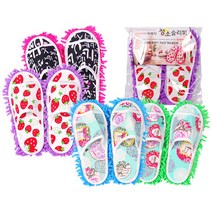 FEEL 극세사 청소 슬리퍼 실내화 걸레 탈부착 가능, 청소 슬리퍼 색상 랜덤