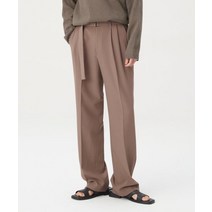 커스텀어클락 벨트 투턱 와이드 슬랙스 COOSPT172L.브라운 BELT TWO TUCK WIDE SLACKS D.브라운