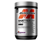 남성 및 여성용 운동 전 MuscleTech Shatter Elite Pre-Workout 에너지 파우더 8시간 산화질소 부스터 + 베타 알라닌 집중력 강도 350mg 카페인 얼음, 글레이셔 베리