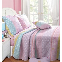 Greenland Home 폴카 도트 스트라이프 퀼트 세트 정품보장, Multicolor