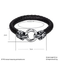 붙이는 접착식 스노우체인 남자에 대 한 꼰된 정품 블랙 가죽 해골 팔찌 & bangles 남성 선물에 316l