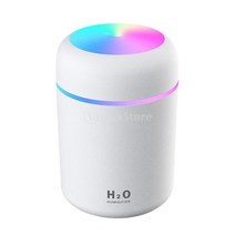 미니 가습기 USB 충전 탁상 책상용 차량용 LED 300ml, White