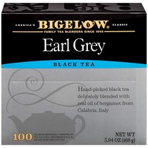 Bigelow 얼 그레이 홍차 티백 100개 박스 카페인, 영국식 아침 식사, 20개(6개들이 팩)