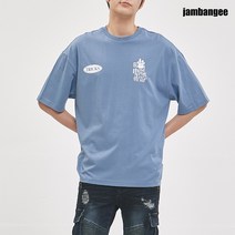 잠뱅이 남성 등판 빅레터링 반팔 오버핏 티셔츠 라이트블루 AJ8WTS15-LB