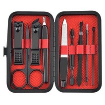 AFLHYJK 9pcs Stainless Steel Nail Clippers Set Scissores Tweezer Ear Pick Multi Function Daily Hand, 9pcs_White-dinosaur Doodle4