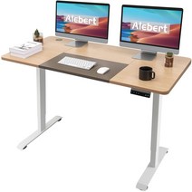 Alebert 전동식 스탠딩 데스크 전동 승강 책상[1년 무료 보증] 천판 140cm70cm 승강식 책상 PC 데스크 메모리 기능 포함 인간 공학 사무실 책상 사무실 워크 테이블 전동식 책상 작업 책상(나뭇결 & 갈색)